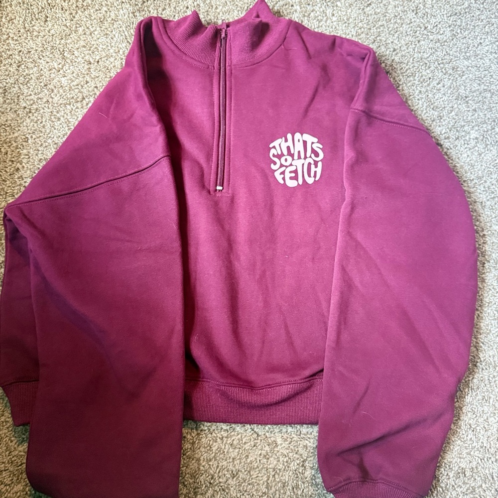 Purple Zip Up Sweater with High Collar